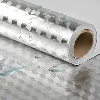 Rolo Papel Adesivo de Alumínio 3D Impermeável para Cozinha e Banheiro, À Prova de Óleo, Auto Colante, 40cm x 500cm