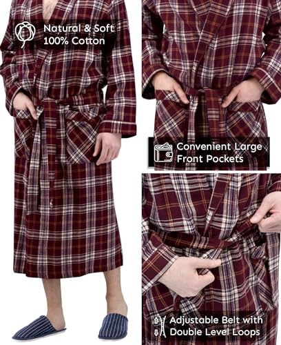 Andrew Scott Mens 2 Pack Long Sleep -Sauna Robe / 100% Cotton Flannel Brush Warm Bathrobe4