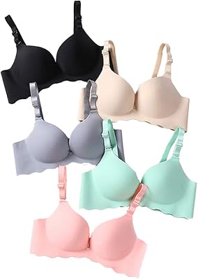 Pack of 5,Women Comfort No Wire Bras Seamless No Show Bra Pack