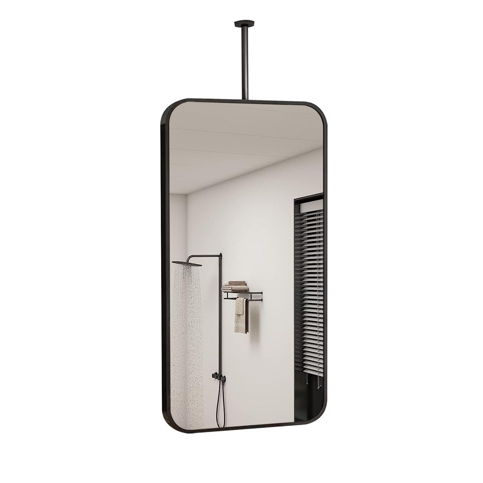 SBCGFY Modern Black Iron Framed Wall Mounted Mirror for Bathroom Entryway Bedroom 40cmx60cm Ceiling Hanging Vanity Mirror for Salon Stylish Suspended Makeup Shaving Mirror(50cmx70cm)