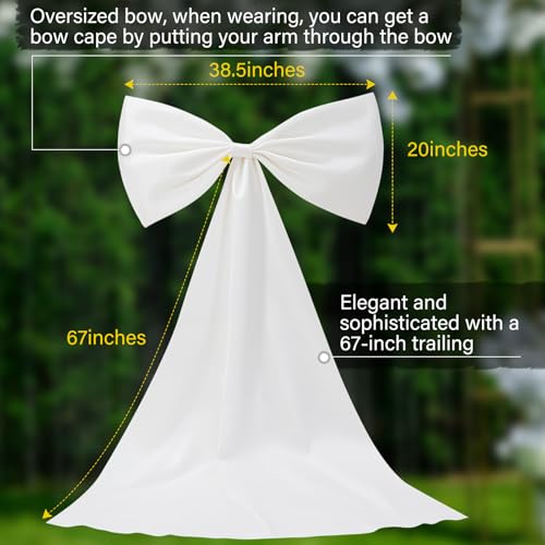Bencailor Long 67" Big Satin Bow Cape Large Detachable Bow Train for Dress Waist Sash Belt for Bride Formal Wedding Dress2