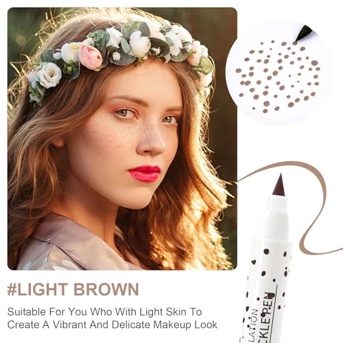 Freckle Pen, Natural Lifelike Fake Freckles Waterproof & Long-Lasting, Soft Dot Sopt Pen Quick Dry for Effortless Sunkissed Makeup (Light Brown) — view 6
