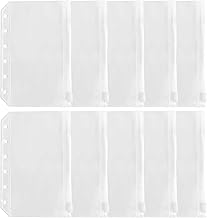 BLOOPIC A7 6穴システム手帳リフィル 10枚セット 透明PVC ファスナーポケット付き 防水 超軽量 携帯便利 小物収納 整理 紛失防止 バインダーリフィル 交換用 バインダーポケット