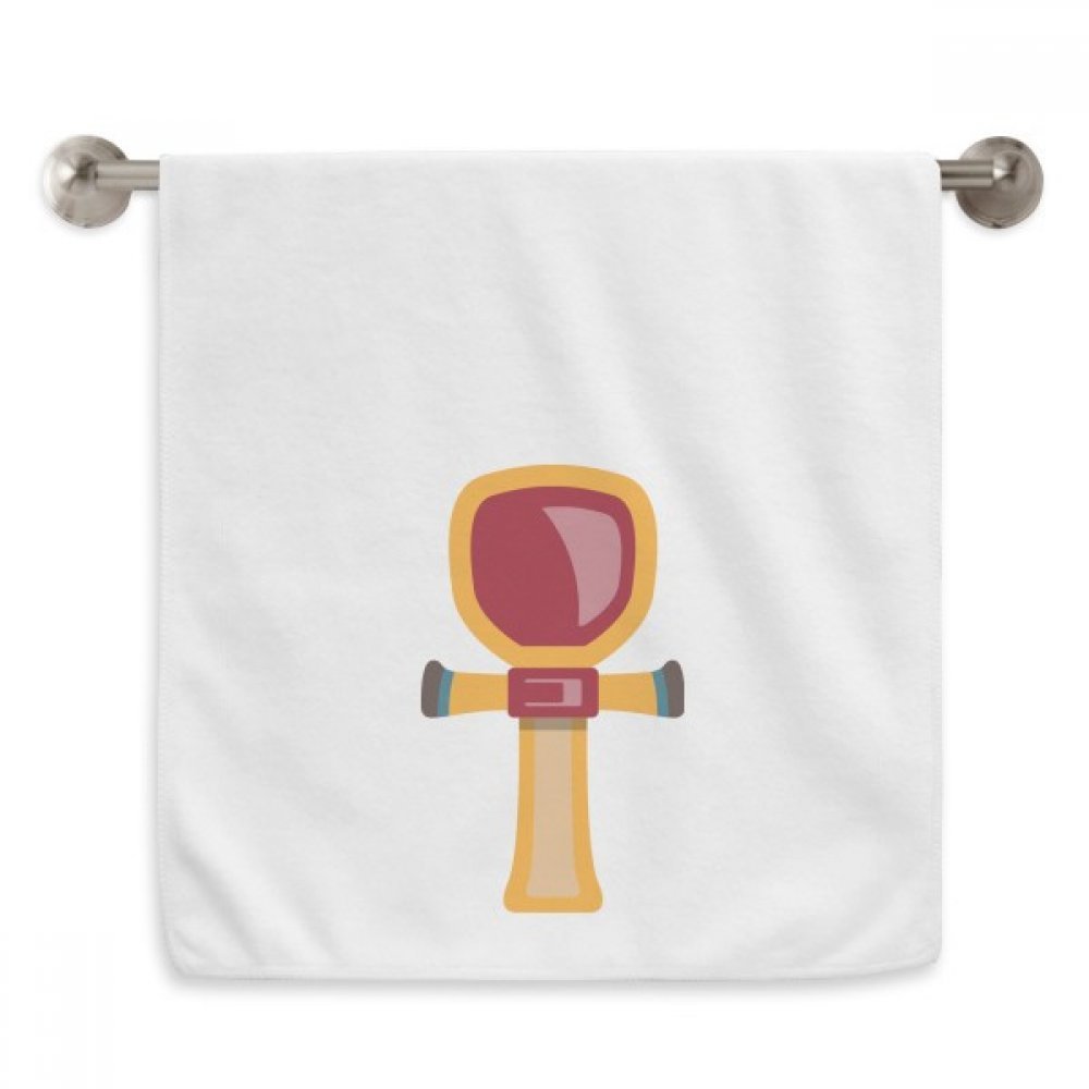 Serviette Egypte sceptre et diadème rouge jaune bleu essuie-mains blanc 33x74 cm