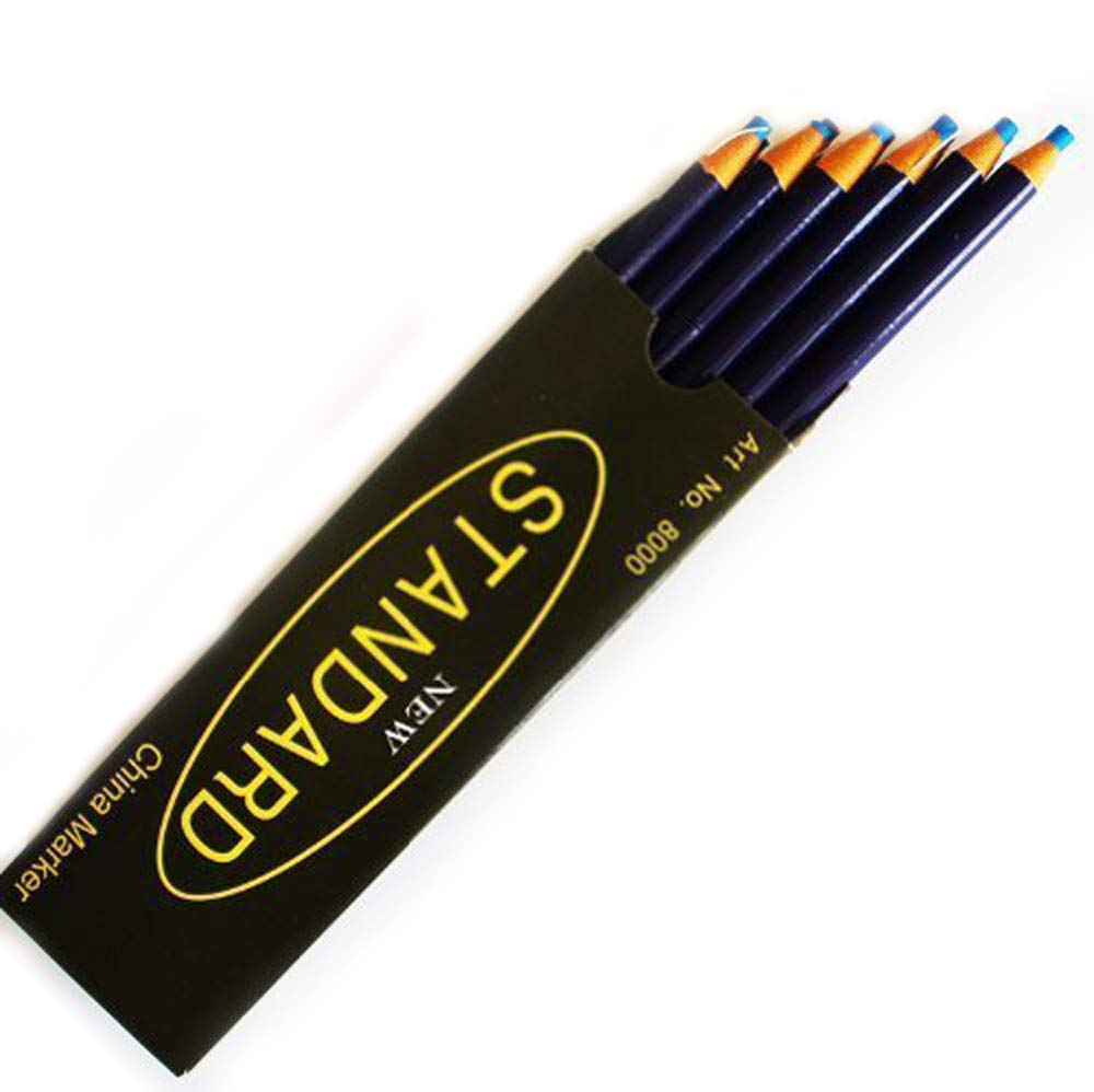 HAND ยฎ 12 Non-Sharpening Wax China Marker Pencil, Blue Colour 17cm
