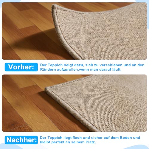 38 Stück Antirutschmatte für Teppich Stopper rutschfest, Teppich Antirutsch Pads Quadratisch Dreieckig Streifenförmig, Selbstklebend Anti Rutsch Teppichunterlage Geeignet für Holzböden und Fliesen