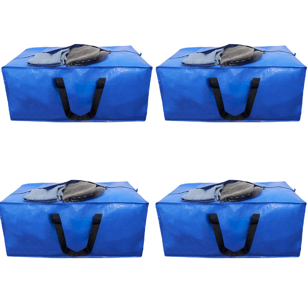 4 Packs Over-sized Storage Totes Moving Bags Load Capacity up to 85L 60 Pounds for Travelling Moving Camping Christmas Decorations Storage Compatible with IKEA Frakta Cart