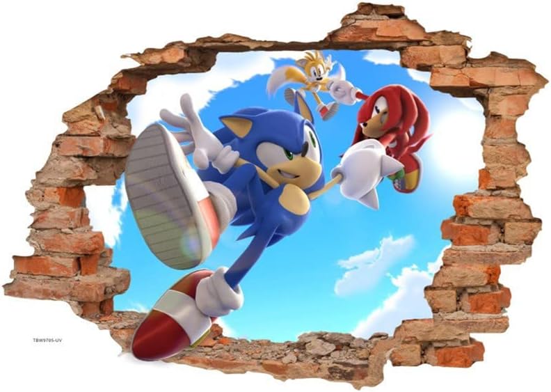 Sonic Wall Decals Sticker,Children Cartoon Bedroom Background Wall Decoration Self Adhesive Wall Sticker,Hedgehog Video Game Sticker Birthday Party Supplies
