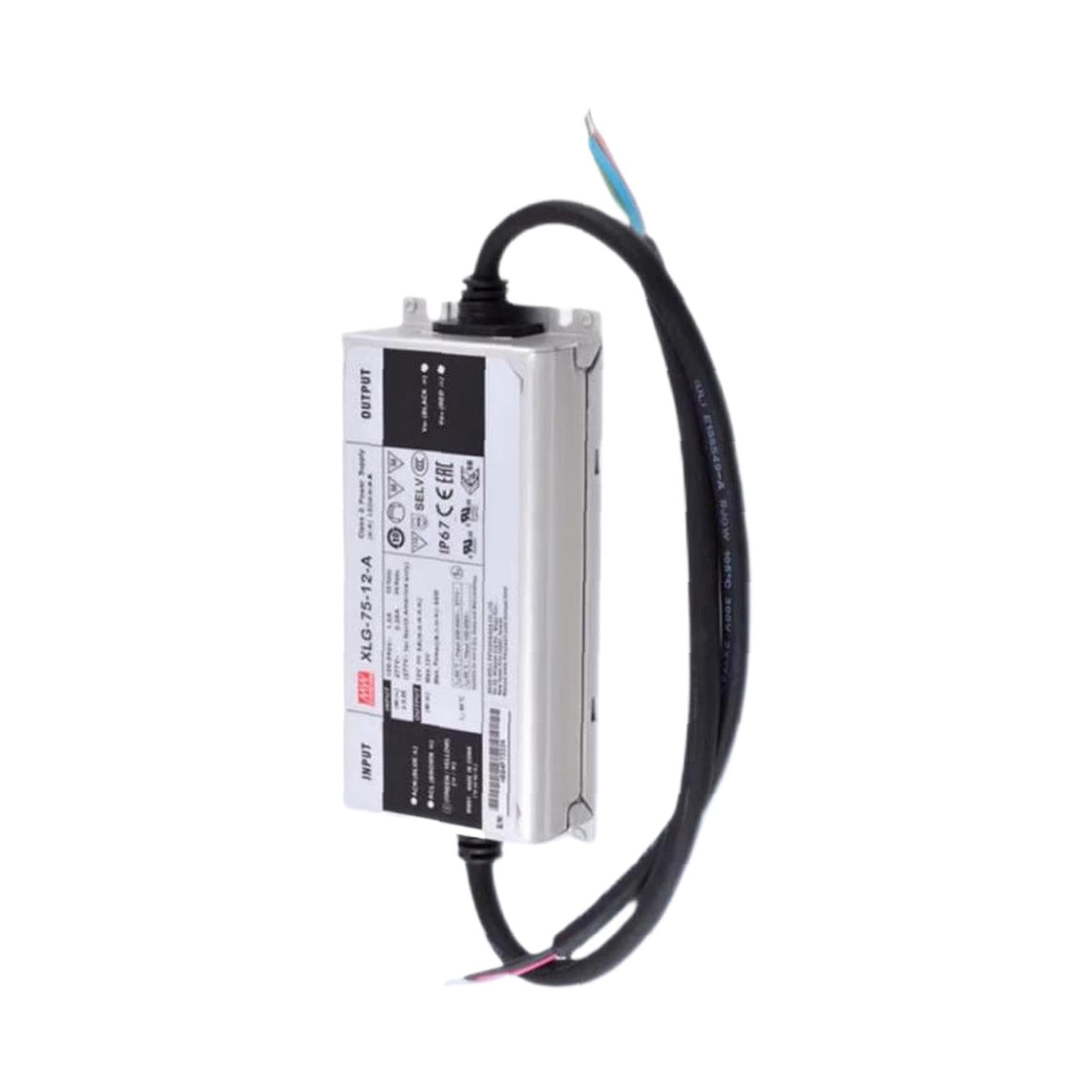 Alimentation LED Mean Well XLG-75-12-A - 60W 12V 5A - IP67 étanche - Entrée 100-305V AC - Fils D'entrée/sortie 30 Cm