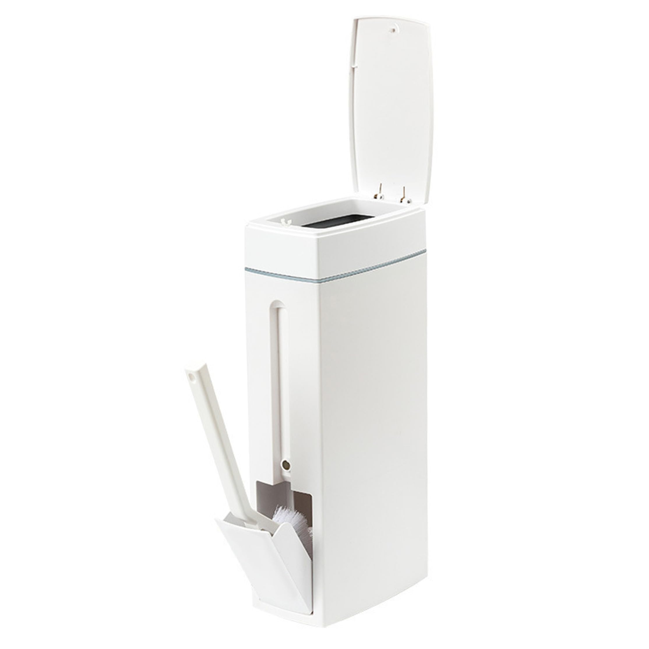 Bemonew Rv Bathroom Trash Can, 4.5L Bathroom Trash Can And Toilet Brush Set, Slim Lidded Garbage Cans For Small Spaces, White