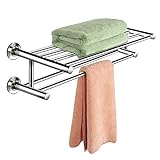 【Praktisches und stilvolles Design】Der an der Wand montierte Handtuchhalter hat ein praktisches und stilvolles Design. Das Edelstahlmaterial ist voller Metalltexturen. Es bewahrt Ihre Handtücher bequem auf und verleiht Ihrem Badezimmer ein modernes Gefühl. Es ist eine ideale Option für Sie.