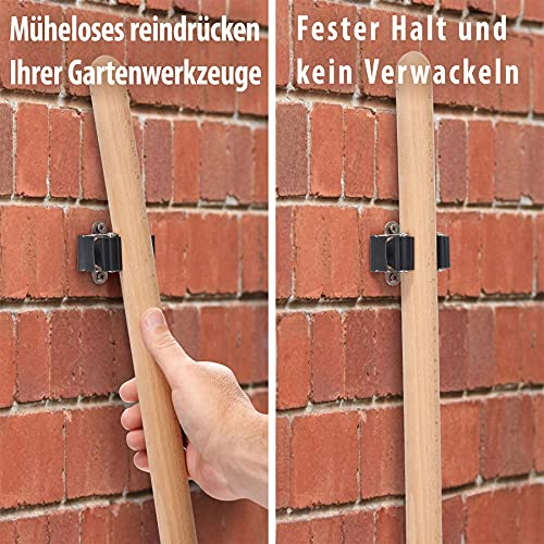 Maila® Gerätehalter (10er Set) - Robuster 304er Edelstahl rostfrei - Besenhalterung Wand mit starker Klemmwirkung, Wandhalterung für Besen, als Werkzeughalter