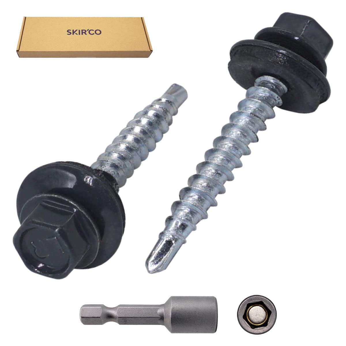 SKIR'CO (140 pcs) Metal Roofing Screws, 4.8 x 35 mm Painted Self-Drilling Screws With EPDM Washers - Image 2