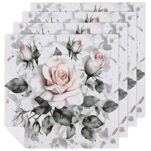 Servilletas de Tela con Estampado Floral Blanco 6 unidades miniatura 1