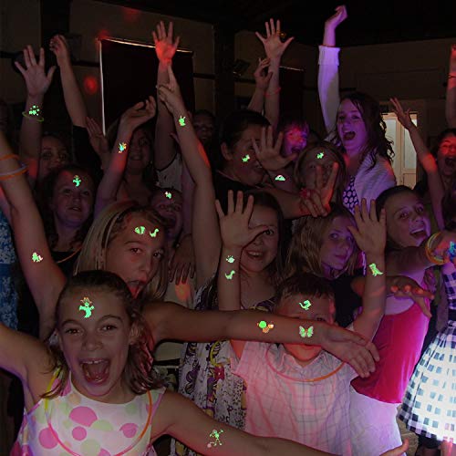 Konsait Temporary Tattoos For Kids, Glow In The Dark Mixed Style Cartoon Tattoo, Luminous Unicorn Mermaid Butterfly Animal Dinosaur Pirate Car Space Fake Tattoo, Boys Girls Party Favor Supplies #TOP5