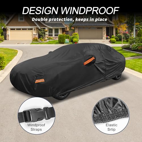 Image of X AUTOHAUX Car Cover Outdoor Waterproof Sun Rain Snow Hail Protection with Left Side Door Zipper 210D-PU for Genesis G80