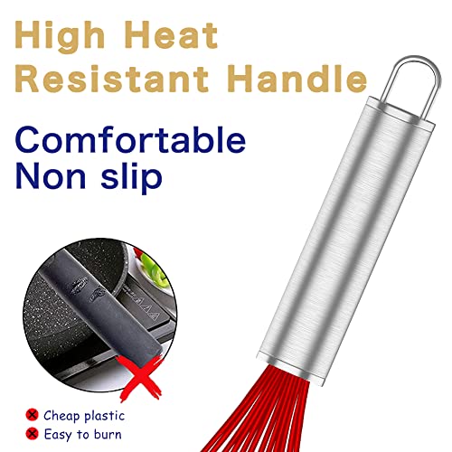 Image of OYV Silicone Rubber Whisk,Premium Whisks For Cooking Non Scratch,Stainless Steel & Silicone Wisk For Nonstick Cookware Pans, High Heat Resistant kitchen Whisks set of 3,Red