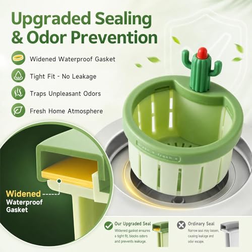 Colador para fregadero cactus con botón automático amarillo miniatura 3