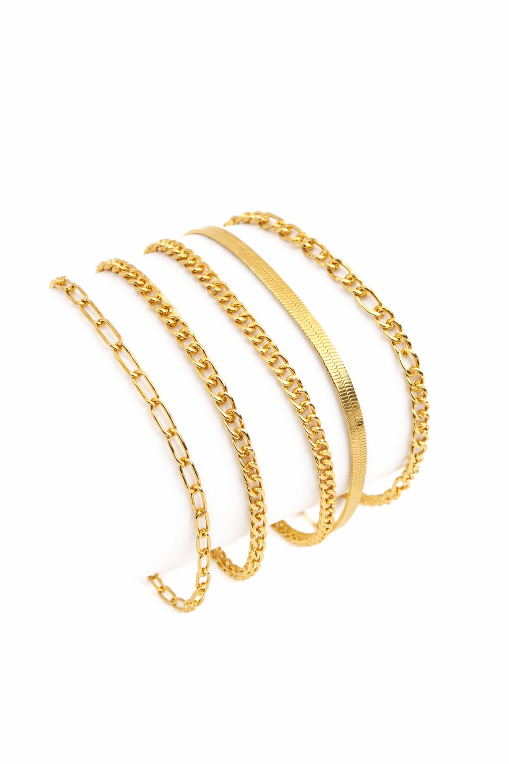 Gold Bracelets for Women, Waterproof, 14K Real Gold, In Fashion, Thin Dainty Stackable Cuban Link Bracelets Pack, Paperclip Link, Fashion Accessories