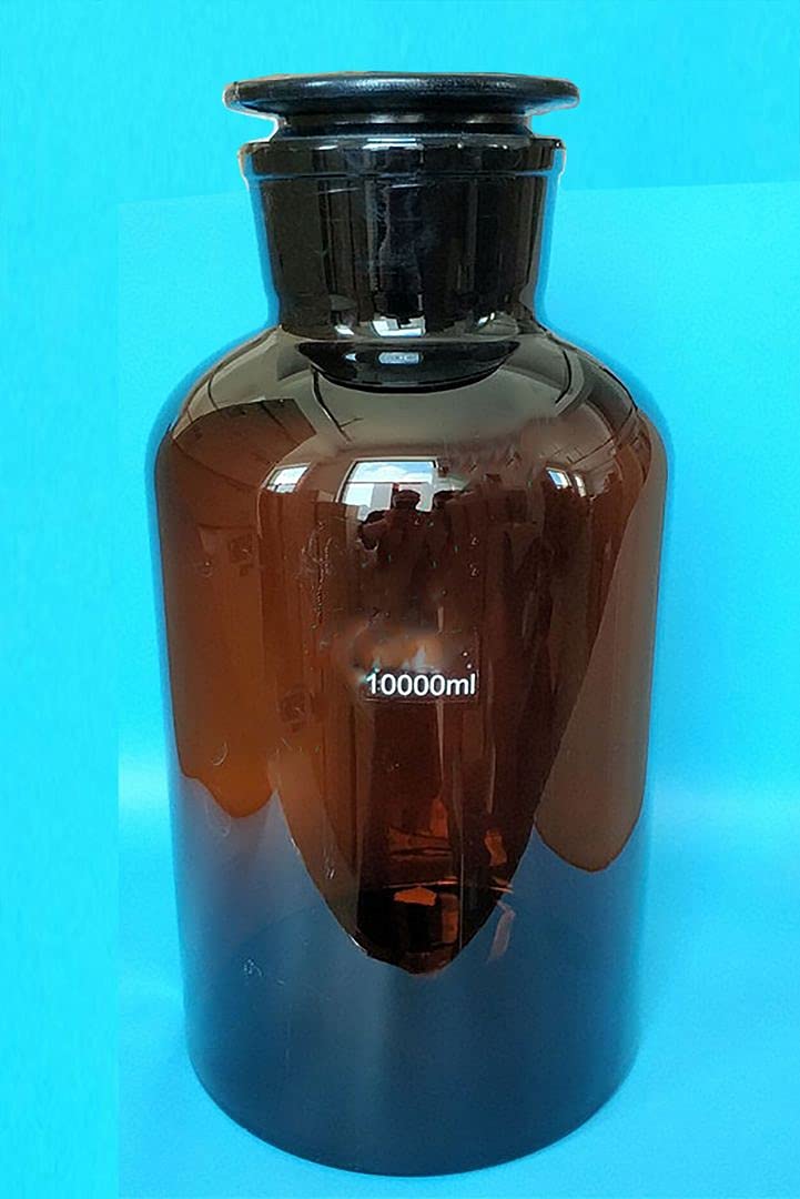 Braunglas-Reagenzflasche mit breiter Öffnung und geschliffenem Glasstopfen – Natron-Kalk- in Laborqualität (60 ml bis 20 l)(10000ml)