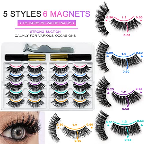 Royaomis 10 Pairs Cat-Eye Magnetic Lashes With Eyeliner Natural Looking thumb #3