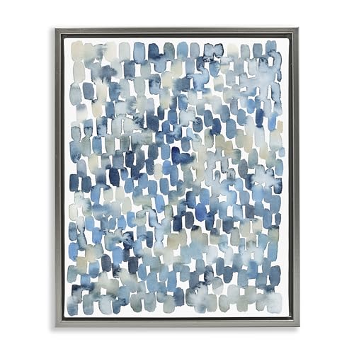'Coastal Tile Abstract Soft Blue Beige Shapes'| Floating Frame Canvas Art