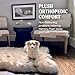 PAW BRANDS PupRug Orthopedic Dog Bed for Large Dogs with Fluffy Soft Faux Fur and Memory Foam for Joint Pain Relief, Machine Washable and Waterproof Couch Bed, White with Brown Accents, Large/XL