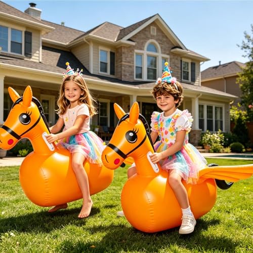Caballo hinchable de equitación infantil saltador para niñas 2