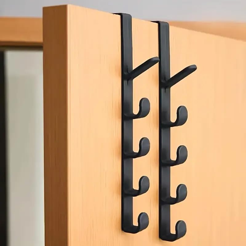 1pcs Over-The-Door Hook Hanger, Plastic Bedroom Door Hanger, Practical and Stylish Storage Solution for Clothes, Jackets, Wall Mount Design for Easy Installation, Black