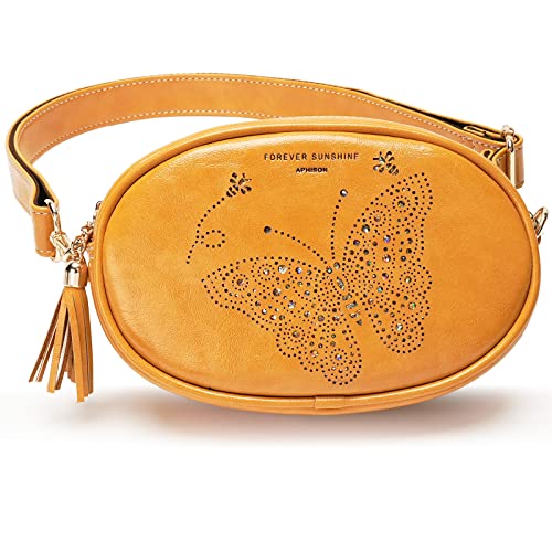 APHISON Fanny Pack for Women White Crossbody Everywhere Belt Bag Traveling Bag with 2 Adjustable Straps, Bum sling bag Fashion Waist Pack Outdoors,Workout,Casual,Running,Hiking,Cycling - YELLOW