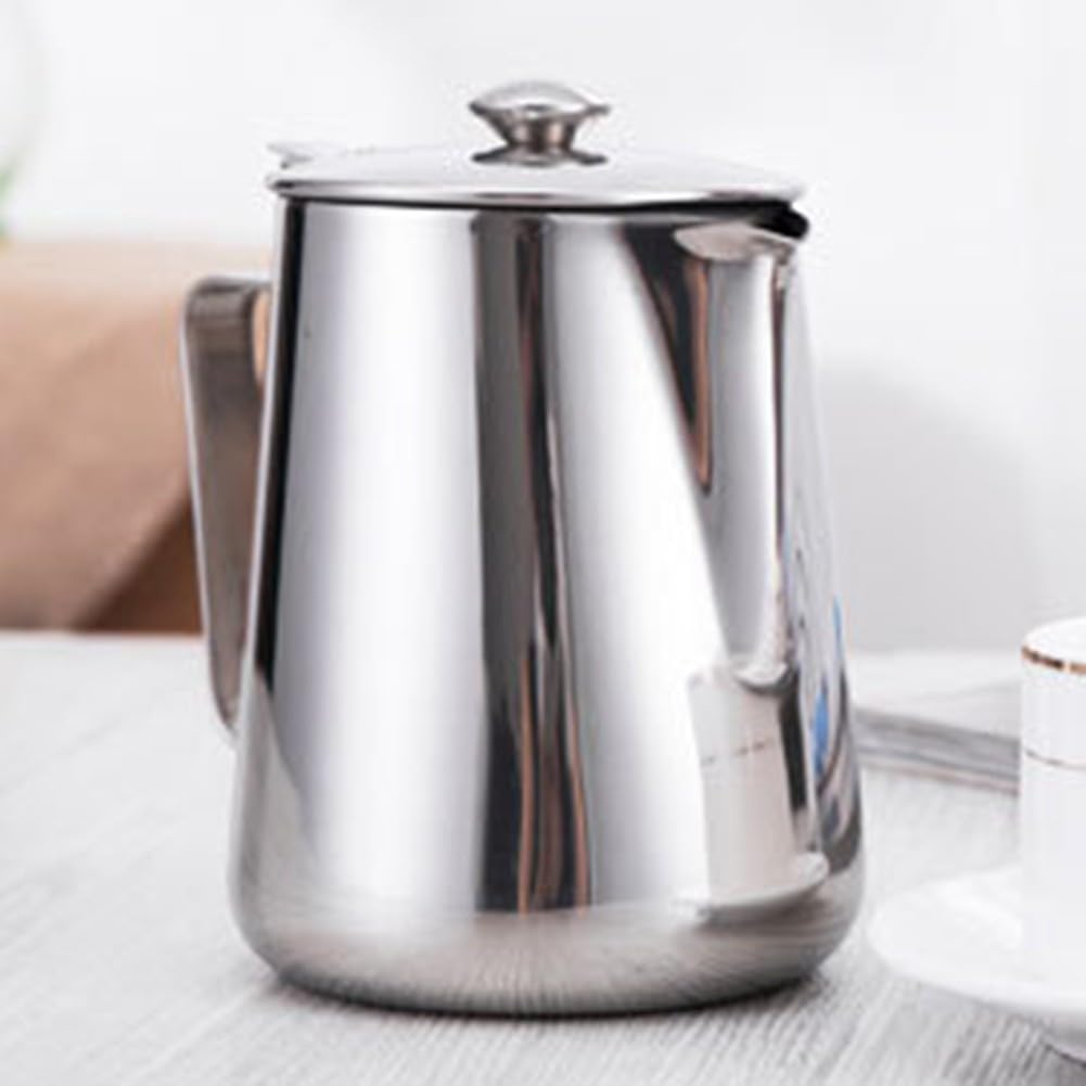Milchaufschäumkrug, 350–2000 ml, Milchkännchen mit Deckel, Kaffeekessel, Milchaufschäumkrug, Krug, Edelstahl, Espressotasse für Café, Bar (1500 ml)