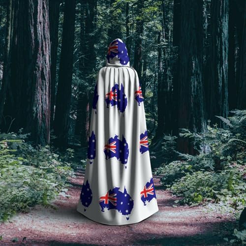 Cape à capuche carte médiévale et drapeau australien pour cosplay - 6