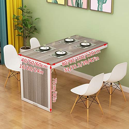 Wall-Mounted Floating Desk Solid Wood Convertible Bar Table Multi-Function Kitchen Dining Table 80x40x75cm Ideal for Workbench & Study Accessories Included (White)