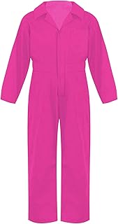 Mono de trabajo para niños y niñas, para mecánicos, de manga larga, traje de pintor, ropa de trabajo, color rosa oscuro, 170-176, Rosa oscuro., 170/176 cm