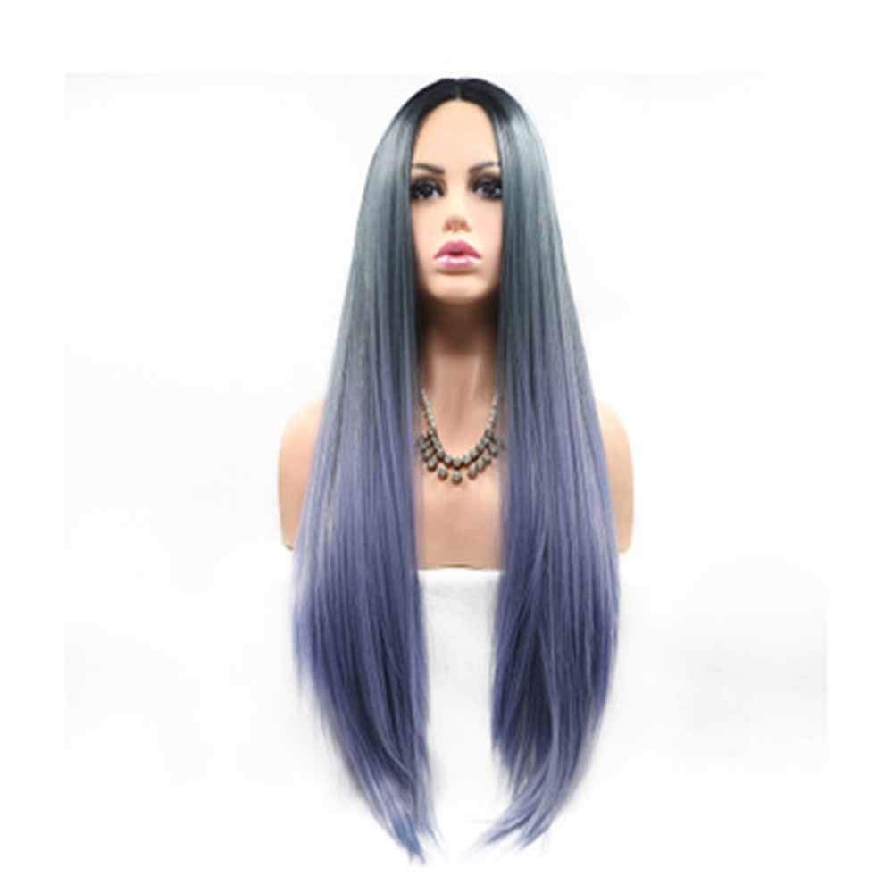 Perruque bleue dégradée longue droite pour vos soirées et cosplay