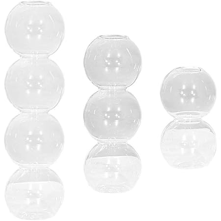 Amazon Co Jp Cuticate 3ピース 個ノルディックスタイルグラスバブルフラワーベース花瓶 グラスプランター エアプラント2 3 4バルブ ホーム キッチン