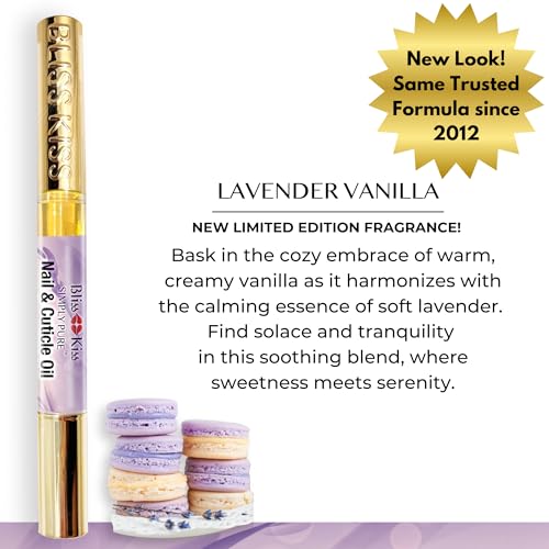 Bliss Kiss | 4 Lavender Vanilla | Oil Cuticle Pen w/Vitamin E & Jojoba⏤Nail Strengthener Nail Growth Serum for Brittle Peeling Breaking Thin Nails - Image 5