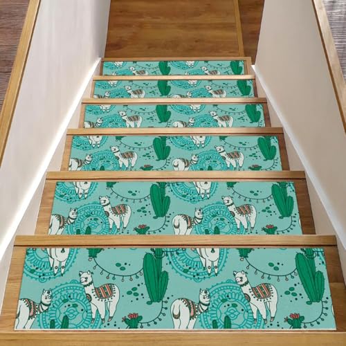 Alfombras para escaleras de interior en madera pack de 15 alfombrillas decorativas con llamas 2
