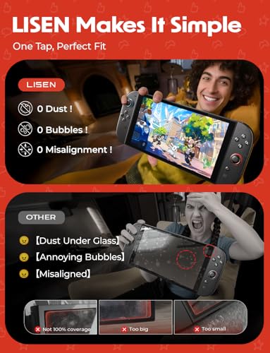 LISEN 2-Pack Screen Protector for Nintendo Switch 2 [2025 Upgrade] (ANTI-GLARE & Auto Alignment Kit) Tempered Glass, Switch 2 Accessories, Full Coverage Switch2 HD Clear Fit Pokémon Pokopia