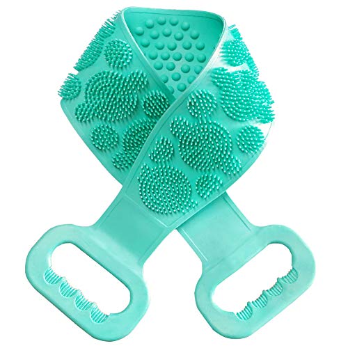 Silicone Bath Body Brush - Back Scrubber for Shower, Exfoliating Body Back Scrubber for Women Men (Green Silicone Back Scrubber)