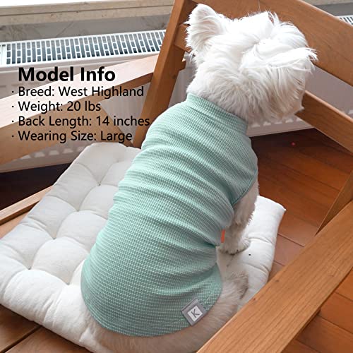 Kyeese 2Pack Dog Shirts Waffle For Small Dogs Soft Stretchy Dog T-Shirts Lightweight Dog Tank Top Sleeveless Dog Vest Breathable Cat Shirt, Small, Green+Grey #TOP6