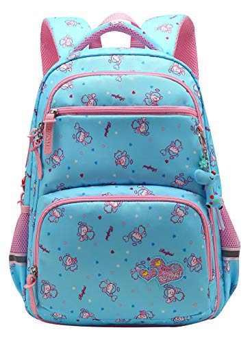 Girl Multipurpose Dot Primary Junior School Bag Bookbag Backpack (16 Liters,Style B Blue)