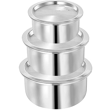 SHINI LIFETSYLE Aluminium Bhagona, Patila, Tope, Pateli,Milk Pot,Pot pan Set (24cm,21cm,20cm)