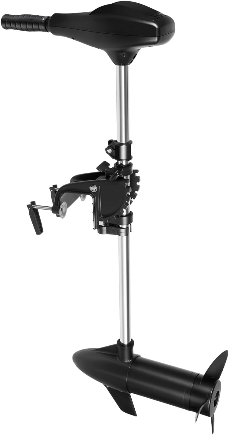 58LB Thrust Trolling Motor 8 Speed Electric Outboard Motor Boat Kayak Motor with Adjustable Handle 33'' Shaft Length & Indicator Transom Mounted for Kayak, Fishing Boat