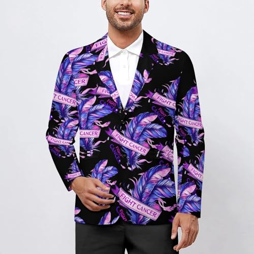 Fight Cancer Ribbon for Cancer Awareness Mens Casual Blazer Button Suit Jacket Lightweight Sport Coat for Work Business2