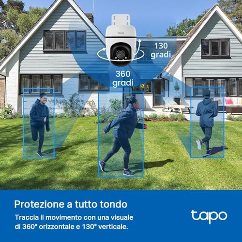 C500 Telecamera Wi-Fi Esterno FHD, 360° Visuale, Telecamera IP di Sorveglianza, IP65, Visione Notturna a Colori, Rilevamenti Smart AI, Audio Bidirezionale, Allarme sonoro personalizzato - Powerline - Immagine 2
