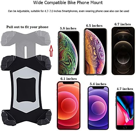 JOIOBO Universal Bike Phone Holder, Motorcycle Phone Mount, Kick Scooter Bicycle Phone Holder Clip for Phone 12 Pro Max Mini, 11 Pro Max, XS MAX, XR, X, Galaxy S20, S10, 4.7''~7'' Cellphones