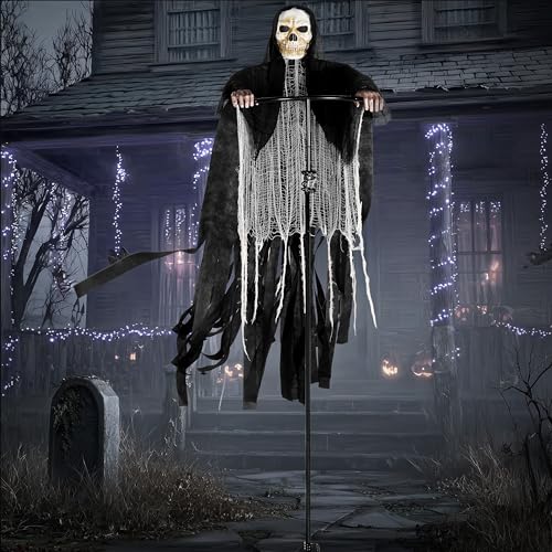 JOYIN 7Ft Halloween Grim Reaper Decorations Outdoor Rotatable Flying Scream Scarecrow Skeleton Ghosts Decor の商品画像 6