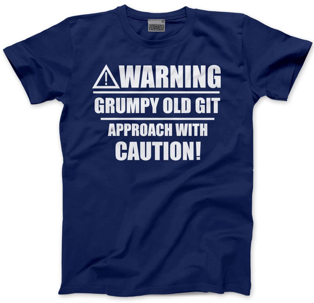 Hotscamp Men's Navy Funny T-Shirt - Warning Grumpy Old Git - Joke Old Man Dad Grandad Fathers Day Christmas Birthday3xl