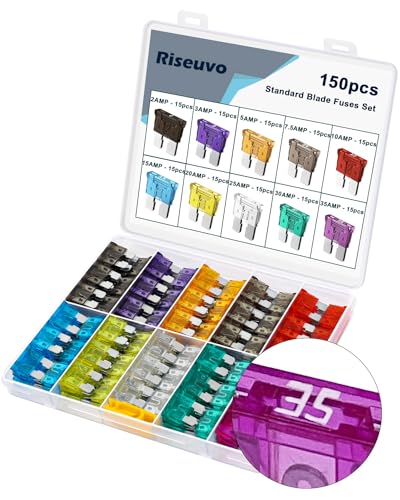 150pcs Car Standard Fuses - Automotive Blade Rv Fuses Assortment Kit (2A 3A 5A 7.5A 10A 15A 20A 25A 30A 35A)